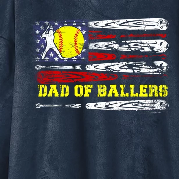 Dad Of Ballers Funny Dad Softball Cute Gift Hooded Wearable Blanket