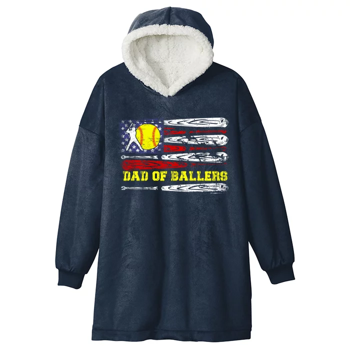 Dad Of Ballers Funny Dad Softball Cute Gift Hooded Wearable Blanket