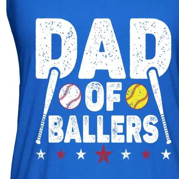 Dad Of Ballers Funny Softball Dad Baseball Dad Cool Gift Ladies Essential Flowy Tank