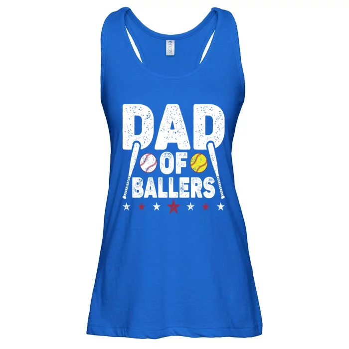 Dad Of Ballers Funny Softball Dad Baseball Dad Cool Gift Ladies Essential Flowy Tank