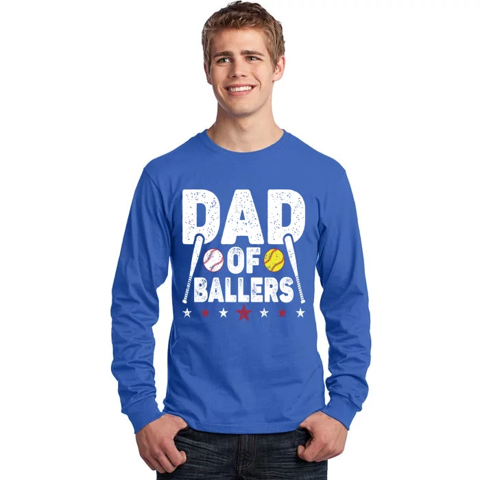 Dad Of Ballers Funny Softball Dad Baseball Dad Cool Gift Tall Long Sleeve T-Shirt