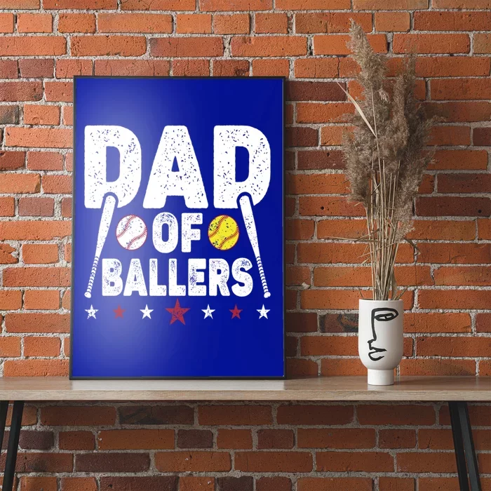 Dad Of Ballers Funny Softball Dad Baseball Dad Cool Gift Poster