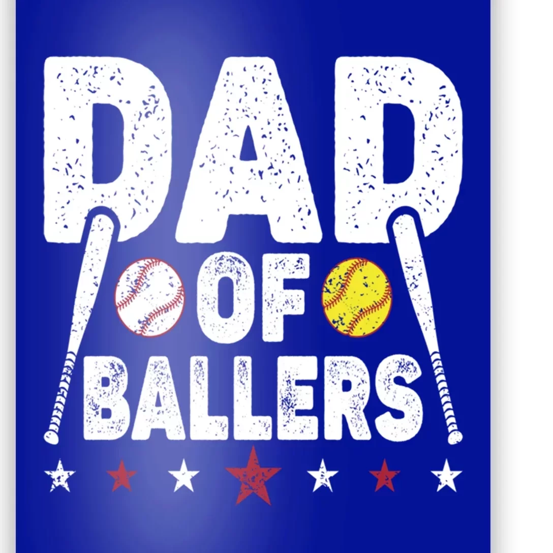 Dad Of Ballers Funny Softball Dad Baseball Dad Cool Gift Poster