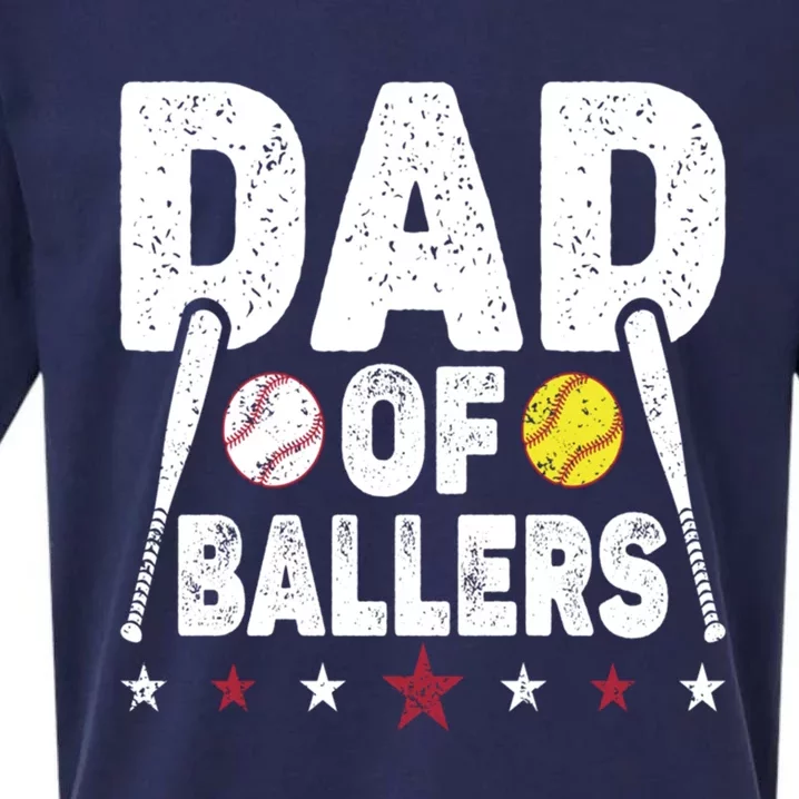 Dad Of Ballers Funny Softball Dad Baseball Dad Cool Gift Sueded Cloud Jersey T-Shirt