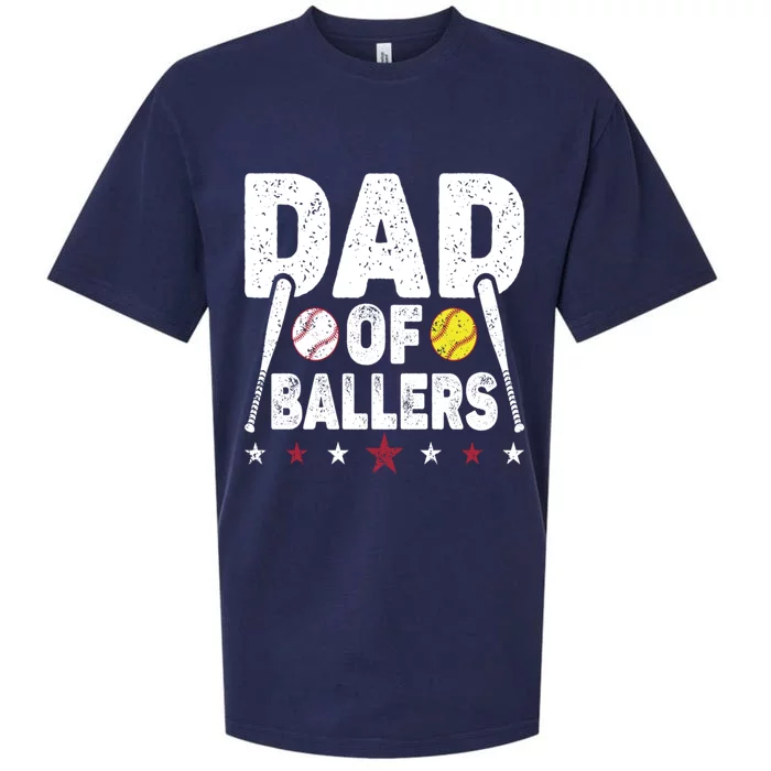 Dad Of Ballers Funny Softball Dad Baseball Dad Cool Gift Sueded Cloud Jersey T-Shirt