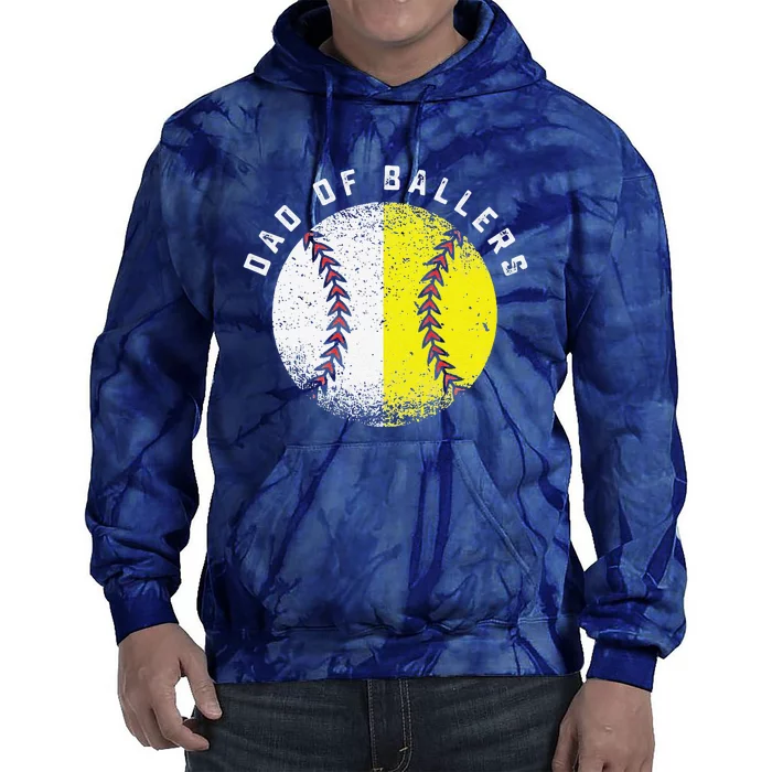 Dad Of Ballers Softball Dad Baseball Dad Fathers Day Tie Dye Hoodie