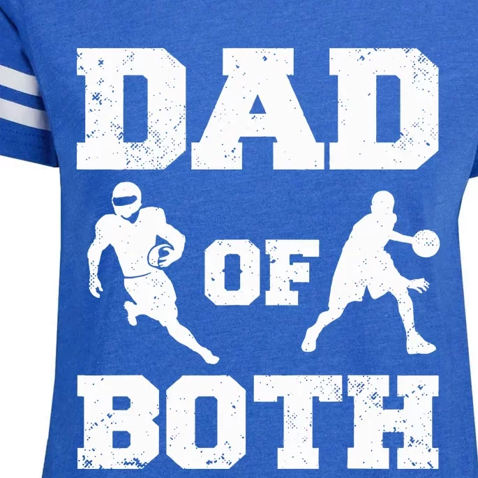 Dad Of Both Funny Football Basketball Dad Enza Ladies Jersey Football T-Shirt