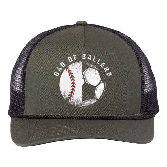 Dad Of Ballers Father Son Soccer Baseball Player Coach Gift Retro Rope Trucker Hat Cap