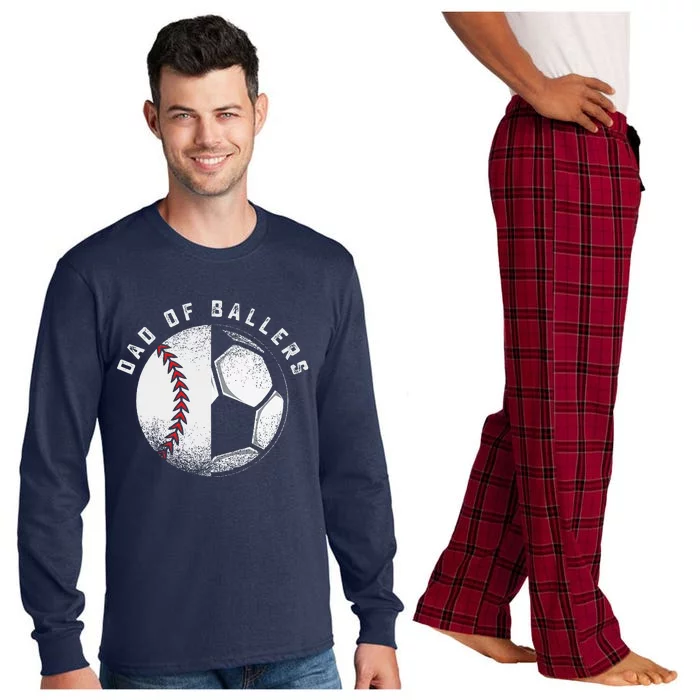 Dad Of Ballers Father Son Soccer Baseball Player Coach Gift Long Sleeve Pajama Set