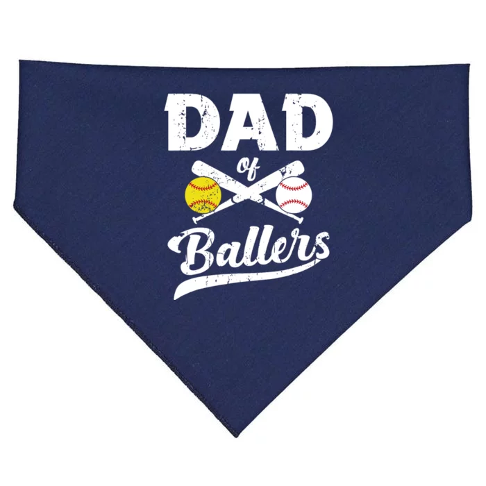 Dad of Ballers Dad of Baseball And Softball Player For Dad USA-Made Doggie Bandana