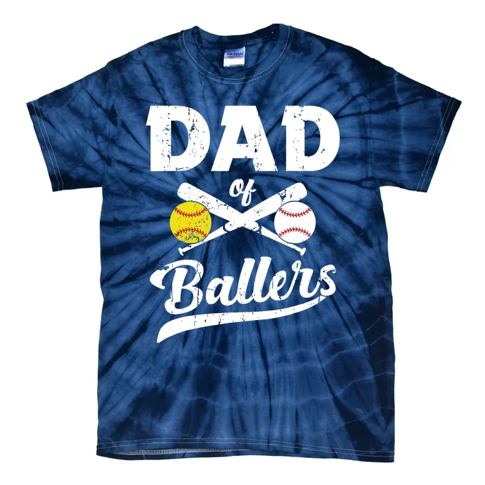 Dad of Ballers Dad of Baseball And Softball Player For Dad Tie-Dye T-Shirt