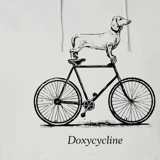 Dachshund On Bicycle Doxycycline Pun Veterinary Vet Tech Performance Fleece Hoodie