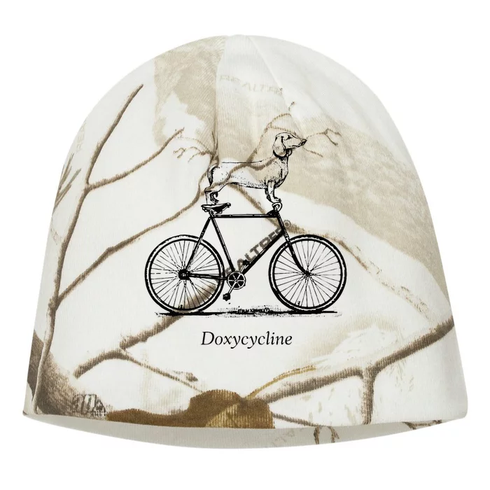 Dachshund On Bicycle Doxycycline Pun Veterinary Vet Tech Kati - Camo Knit Beanie