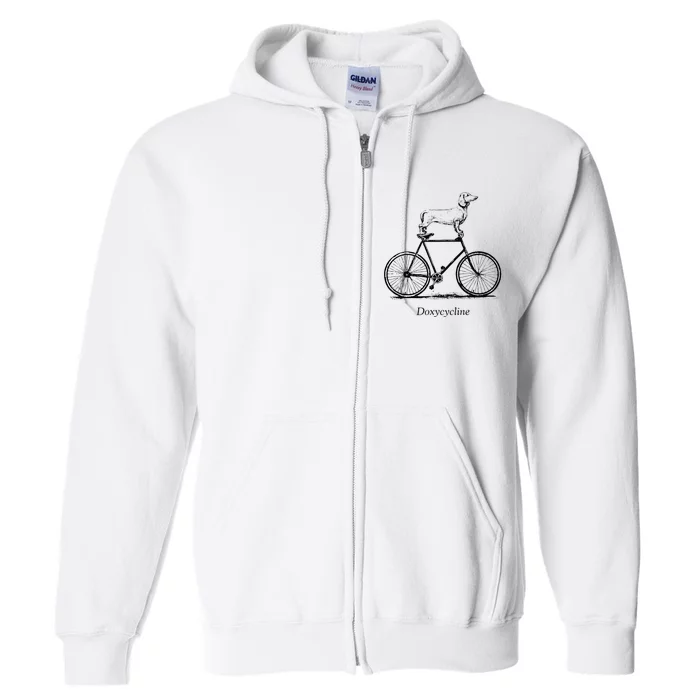 Dachshund On Bicycle Doxycycline Pun Veterinary Vet Tech Full Zip Hoodie