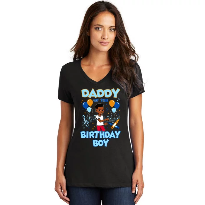 Daddy Of Birthday Boy GracieS Corner Family Matching Women's V-Neck T-Shirt