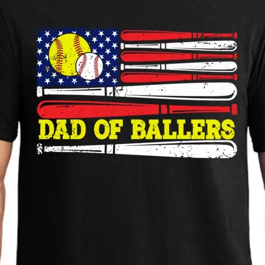 Dad Of Ballers American Flag Funny Baseball Dad Softball Gift Pajama Set