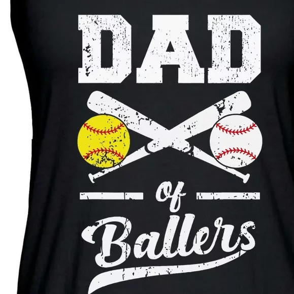 Dad Of Ballers Dad Of Baseball And Softball Player For Dad Ladies Essential Flowy Tank