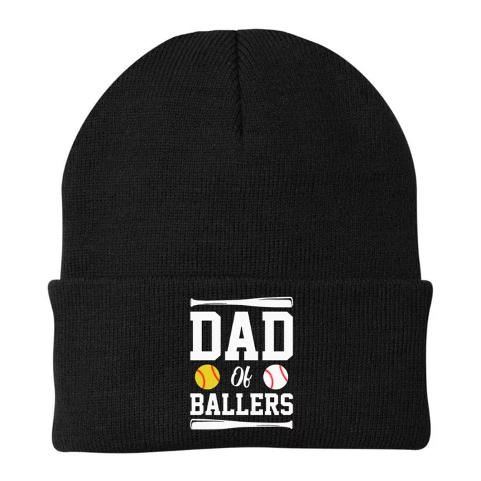 Dad Of Ballers Fathers Day Gift Softball Dad Baseball Dad Knit Cap Winter Beanie