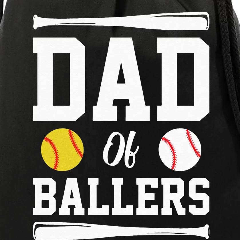 Dad Of Ballers Fathers Day Gift Softball Dad Baseball Dad Drawstring Bag