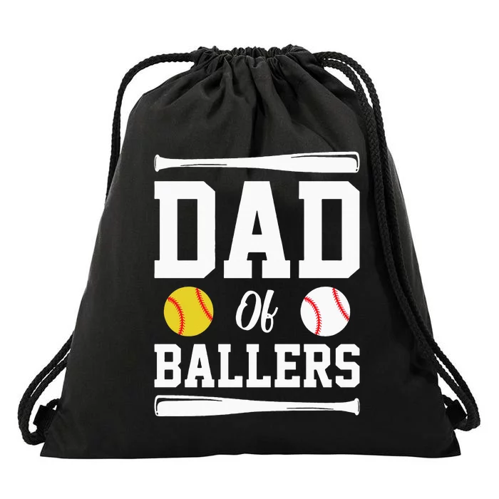 Dad Of Ballers Fathers Day Gift Softball Dad Baseball Dad Drawstring Bag