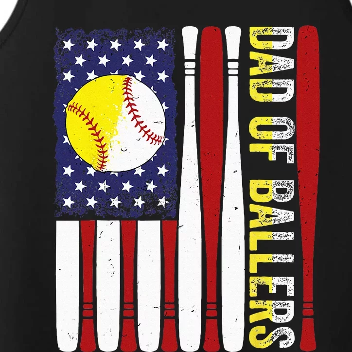 Dad Of Ballers Baseball Softball American Flag Fathers Day Performance Tank