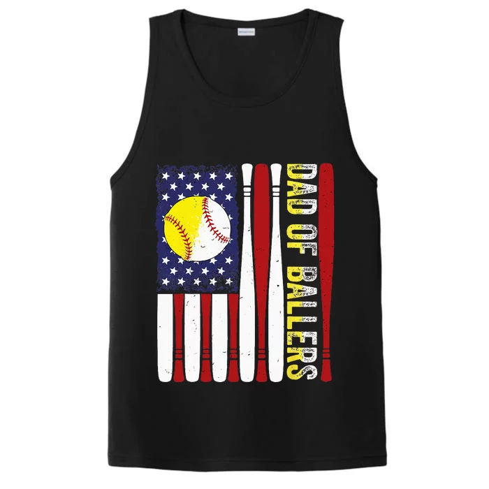 Dad Of Ballers Baseball Softball American Flag Fathers Day Performance Tank