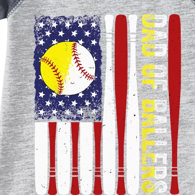 Dad Of Ballers Baseball Softball American Flag Fathers Day Infant Baby Jersey Bodysuit