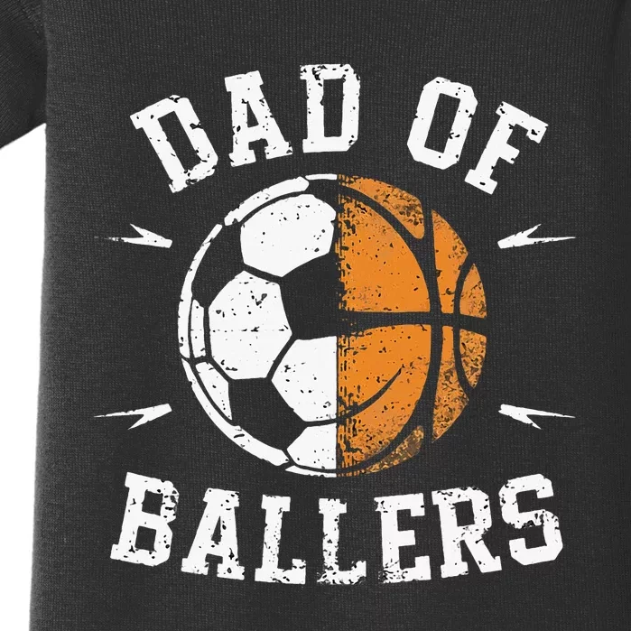 Dad Of Ballers Basketball Soccer Ball Fathers Day Baby Bodysuit