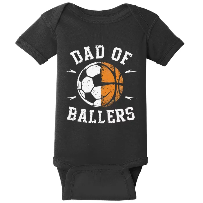 Dad Of Ballers Basketball Soccer Ball Fathers Day Baby Bodysuit