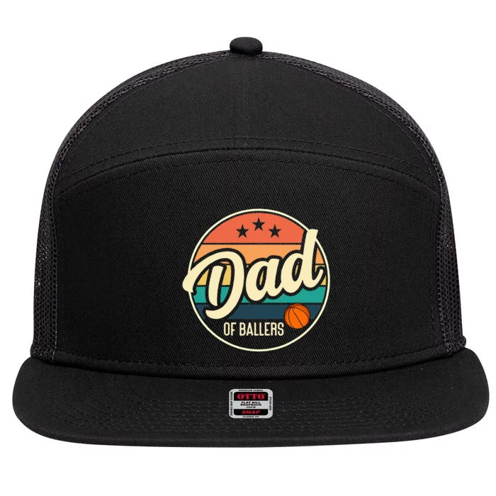 Dad Of Ballers Basketball Retro Basketball Dad 7 Panel Mesh Trucker Snapback Hat