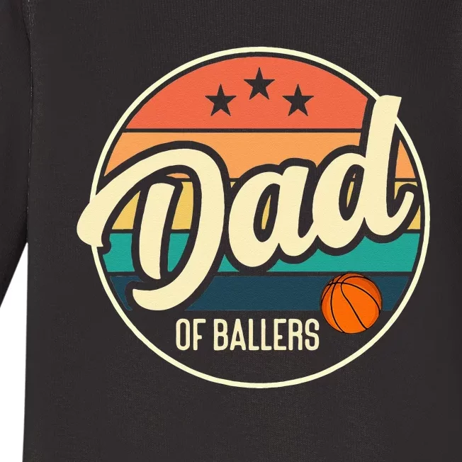 Dad Of Ballers Basketball Retro Basketball Dad Baby Long Sleeve Bodysuit