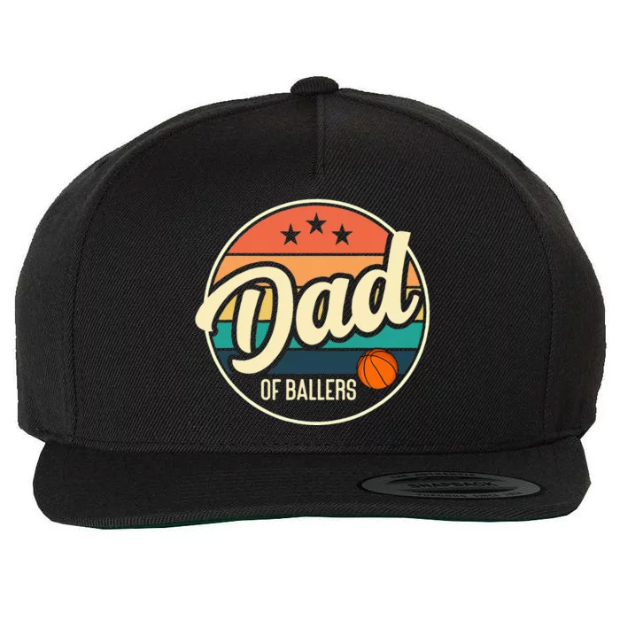 Dad Of Ballers Basketball Retro Basketball Dad Wool Snapback Cap