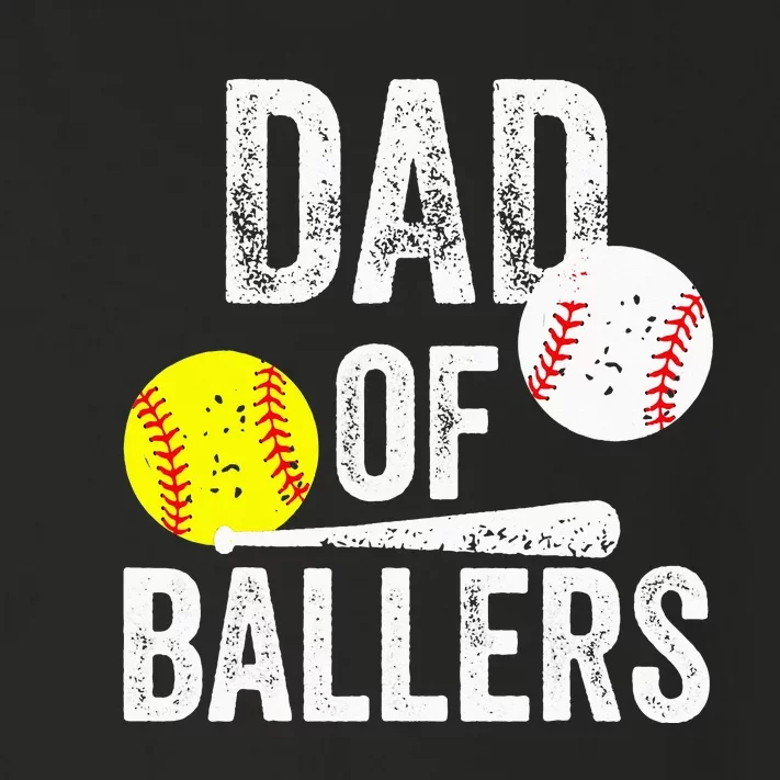 Dad of Ballers Funny Dad of Baseball and Softball Player Toddler Long Sleeve Shirt