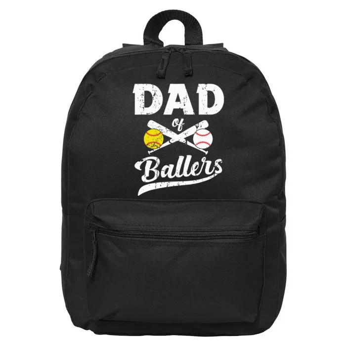 Dad Of Ballers Dad Of Baseball And Softball Player For Dad 16 in Basic Backpack