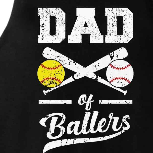 Dad Of Ballers Dad Of Baseball And Softball Player For Dad Ladies Tri-Blend Wicking Tank