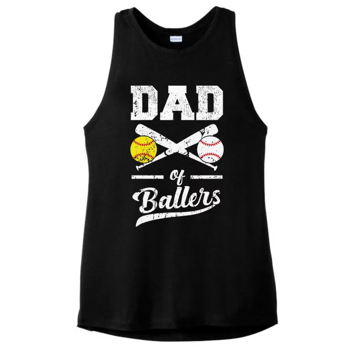 Dad Of Ballers Dad Of Baseball And Softball Player For Dad Ladies Tri-Blend Wicking Tank