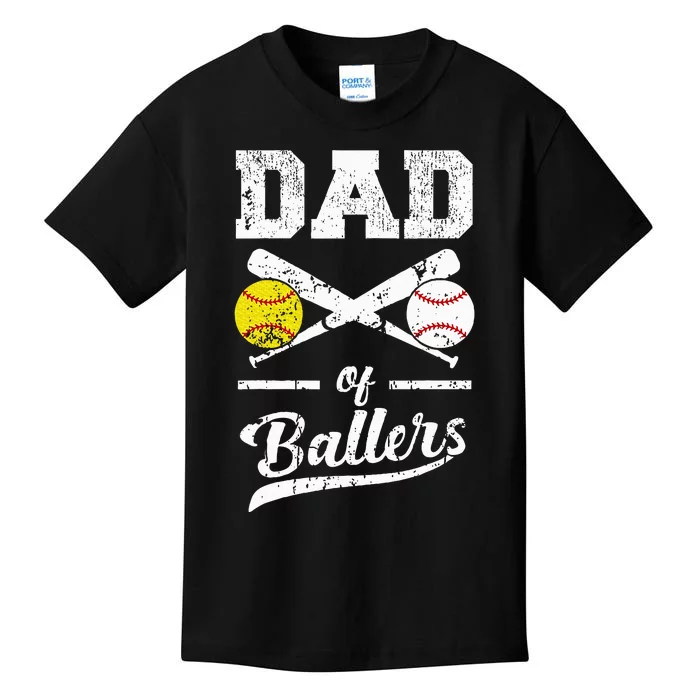 Dad Of Ballers Dad Of Baseball And Softball Player For Dad Kids T-Shirt