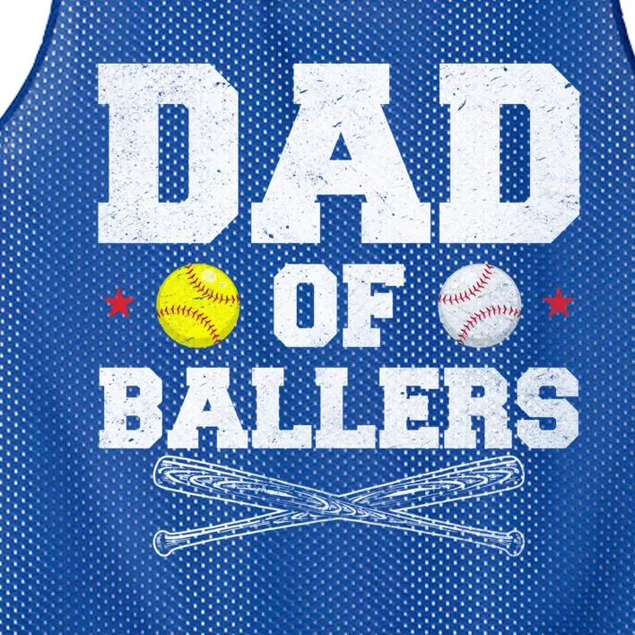 Dad Of Ballers Baseball Softball Gift For Dads Cute Gift Mesh Reversible Basketball Jersey Tank