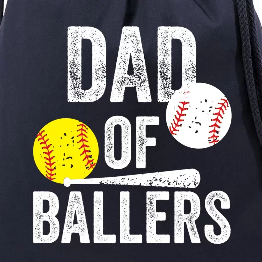 Dad Of Ballers Funny Dad Of Baseball And Softball Player Gift Drawstring Bag