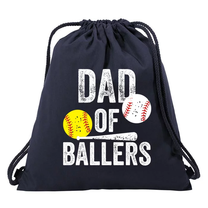 Dad Of Ballers Funny Dad Of Baseball And Softball Player Gift Drawstring Bag