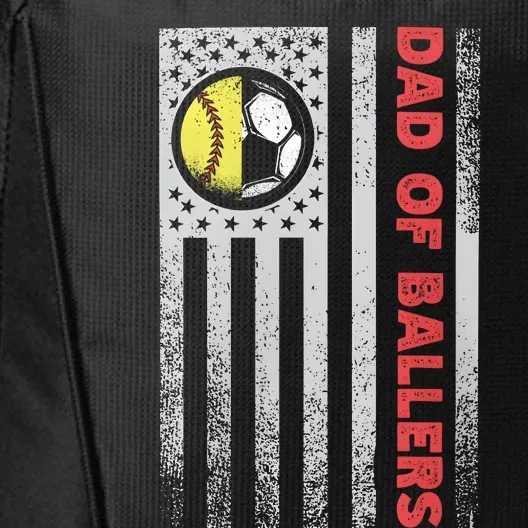 Dad Of Ballers Soccer Tennis Funny America Flag City Backpack