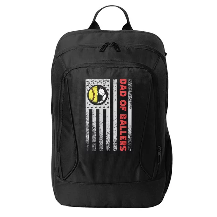 Dad Of Ballers Soccer Tennis Funny America Flag City Backpack