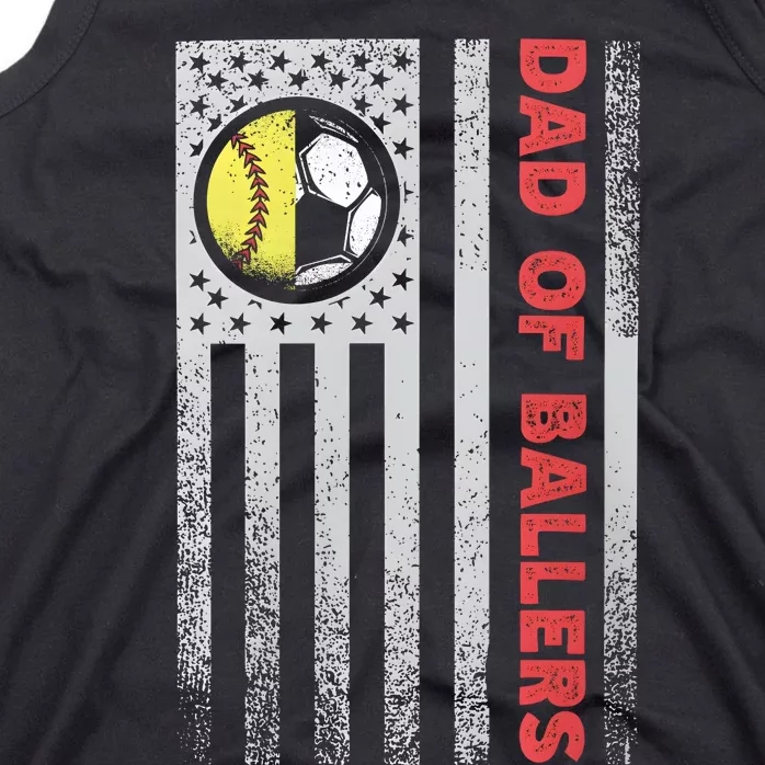 Dad Of Ballers Soccer Tennis Funny America Flag Tank Top