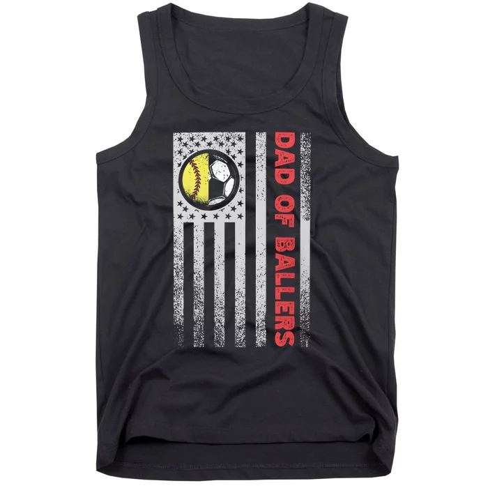 Dad Of Ballers Soccer Tennis Funny America Flag Tank Top