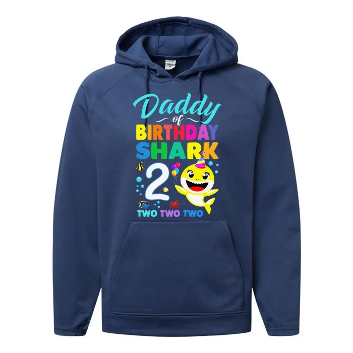 Daddy Of Birthday Shark 2nd Matching Oufit Party For Family Performance Fleece Hoodie