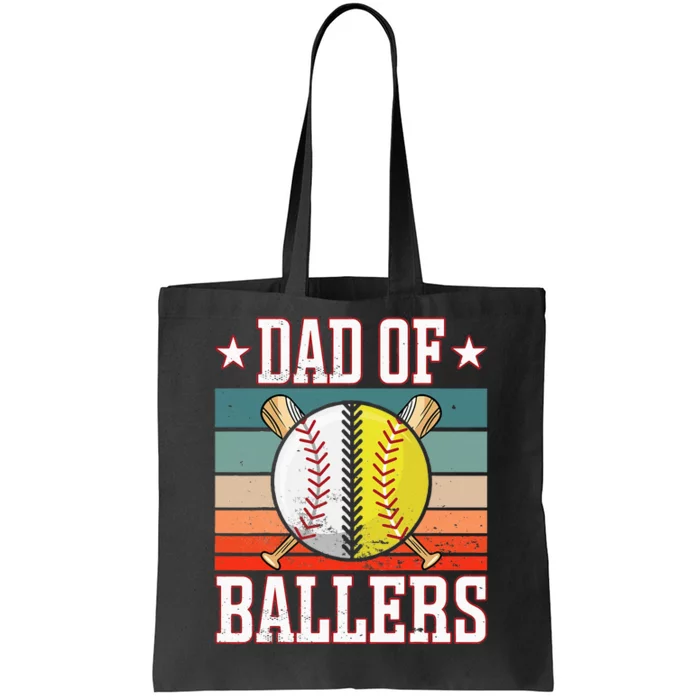 Dad Of Ballers Funny Baseball Funny Dad Softball Vintage. Tote Bag