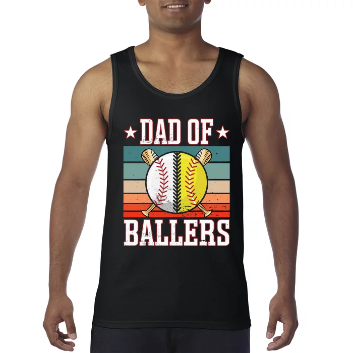 Dad Of Ballers Funny Baseball Funny Dad Softball Vintage. Tank Top