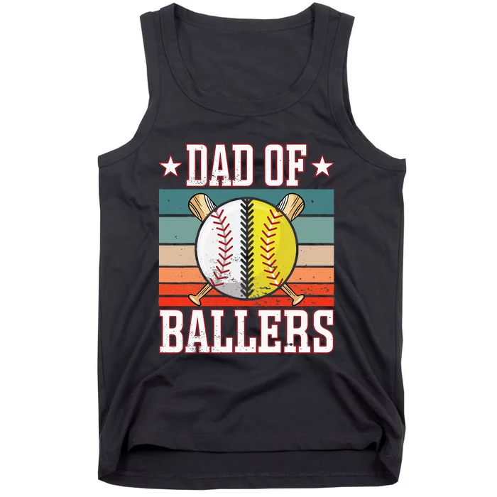 Dad Of Ballers Funny Baseball Funny Dad Softball Vintage. Tank Top