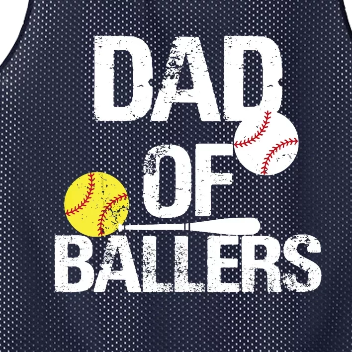 Dad Of Ballers Dad Of Baseball And Softball Player For Dad Mesh Reversible Basketball Jersey Tank