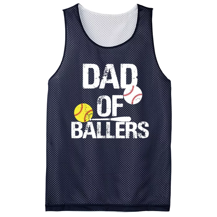 Dad Of Ballers Dad Of Baseball And Softball Player For Dad Mesh Reversible Basketball Jersey Tank